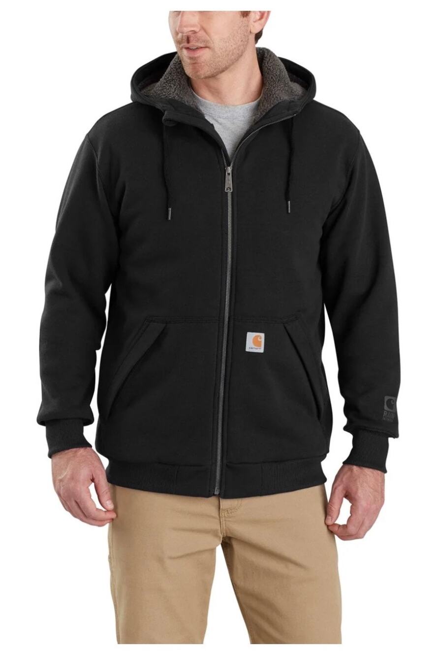 Carhartt Rain Defender NWOT Black Full Zip Sherpa-Lined Relaxed Hoodie Men’s M